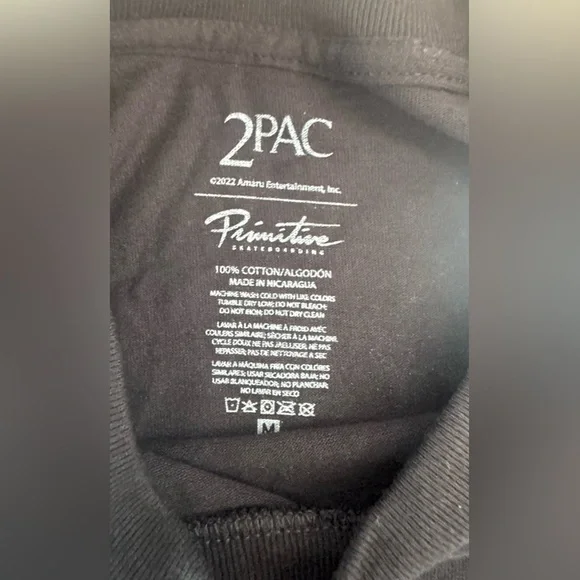 Primitive x 2Pac Tupac T Shirt Mens Size m Black Rap Street Wear Hip Hop - Picture 3 of 6